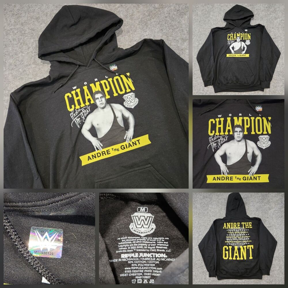 WWE Legends Andre The Giant Mens M Medium Wrestling Ripple Junction Hoodie NWOT